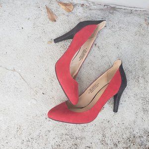 Red High Heel Round Toe Pumps